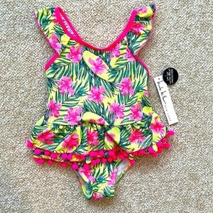 Nicole Miller Girls Tropical Swimsuit One-Piece